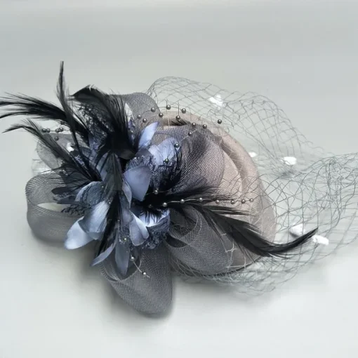 Black Funeral Hat Feather Net Pillbox Fascinators Hats Headwear with Feather Floral 1PC Special Occasion Horse Race Ladies Day Headpiece dress to impress Race Day Dress