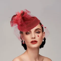 Black Funeral Hat Feather Net Pillbox Fascinators Hats Headwear with Feather Floral 1PC Special Occasion Horse Race Ladies Day Headpiece dress to impress Race Day Dress