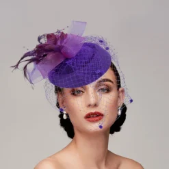 Black Funeral Hat Feather Net Pillbox Fascinators Hats Headwear with Feather Floral 1PC Special Occasion Horse Race Ladies Day Headpiece dress to impress Race Day Dress