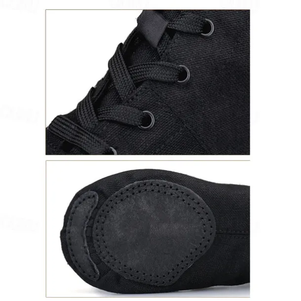 Black High-Top Lace-Up Dance Shoes for Professionals – Comfortable, Flexible Sole for Ballet, Jazz, and Stage Performance