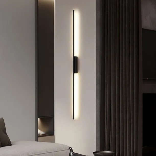 Black LED Wall Light Modern Metal Linear Wall Mounted Lamp Indoor Led Wall Sconce Lighting Long Strip Design Indoor Wall Lamp for Living Room Bedroom Porch Hallway Bathroom Bedside