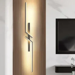 Black LED Wall Light Modern Metal Linear Wall Mounted Lamp Indoor Led Wall Sconce Lighting Long Strip Design Indoor Wall Lamp for Living Room Bedroom Porch Hallway Bathroom Bedside