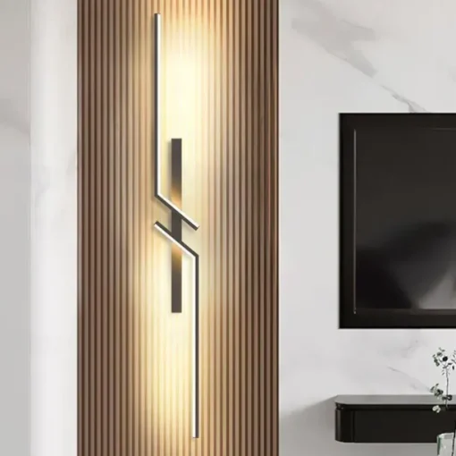 Black LED Wall Light Modern Metal Linear Wall Mounted Lamp Indoor Led Wall Sconce Lighting Long Strip Design Indoor Wall Lamp for Living Room Bedroom Porch Hallway Bathroom Bedside