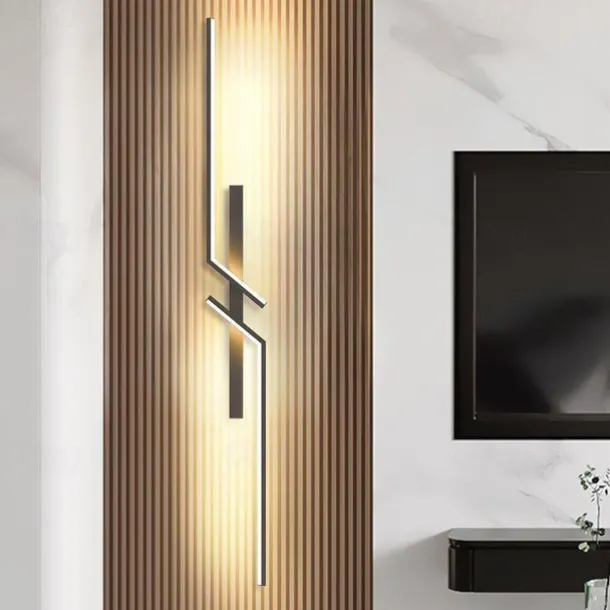 Black LED Wall Light Modern Metal Linear Wall Mounted Lamp Indoor Led Wall Sconce Lighting Long Strip Design Indoor Wall Lamp for Living Room Bedroom Porch Hallway Bathroom Bedside