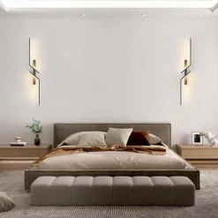Black LED Wall Light Modern Metal Linear Wall Mounted Lamp Indoor Led Wall Sconce Lighting Long Strip Design Indoor Wall Lamp for Living Room Bedroom Porch Hallway Bathroom Bedside