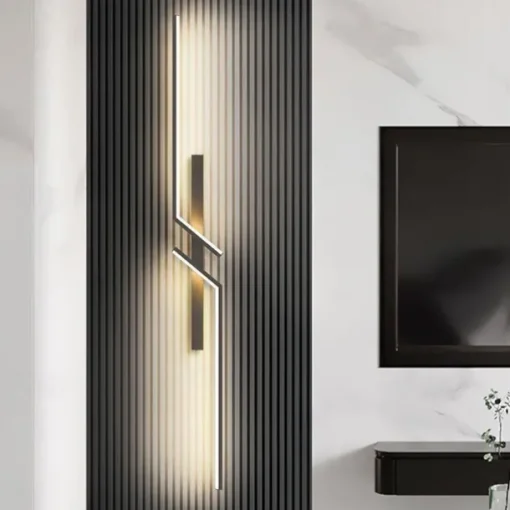 Black LED Wall Light Modern Metal Linear Wall Mounted Lamp Indoor Led Wall Sconce Lighting Long Strip Design Indoor Wall Lamp for Living Room Bedroom Porch Hallway Bathroom Bedside