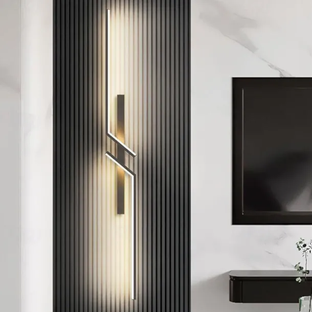 Black LED Wall Light Modern Metal Linear Wall Mounted Lamp Indoor Led Wall Sconce Lighting Long Strip Design Indoor Wall Lamp for Living Room Bedroom Porch Hallway Bathroom Bedside