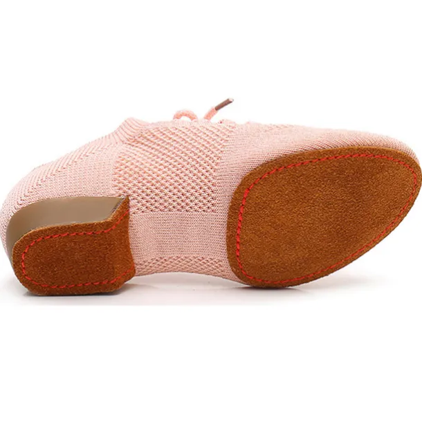 Black Mesh Lace-Up Jazz Dance Shoes for Women with Suede Sole – Breathable and Lightweight Performance Footwear
