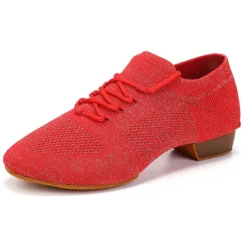 Black Mesh Lace-Up Jazz Dance Shoes for Women with Suede Sole – Breathable and Lightweight Performance Footwear