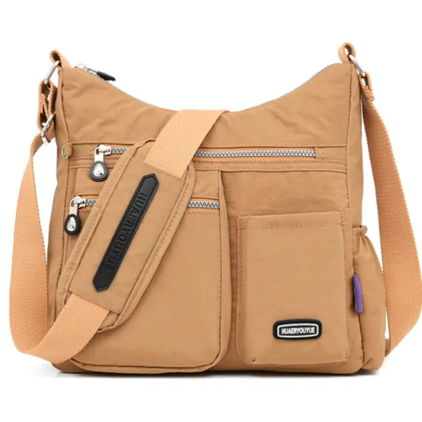 Black Nylon Crossbody Bag for Women – Lightweight Travel Shoulder Bag with Multiple Zipper Pockets