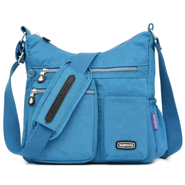 Black Nylon Crossbody Bag for Women – Lightweight Travel Shoulder Bag with Multiple Zipper Pockets