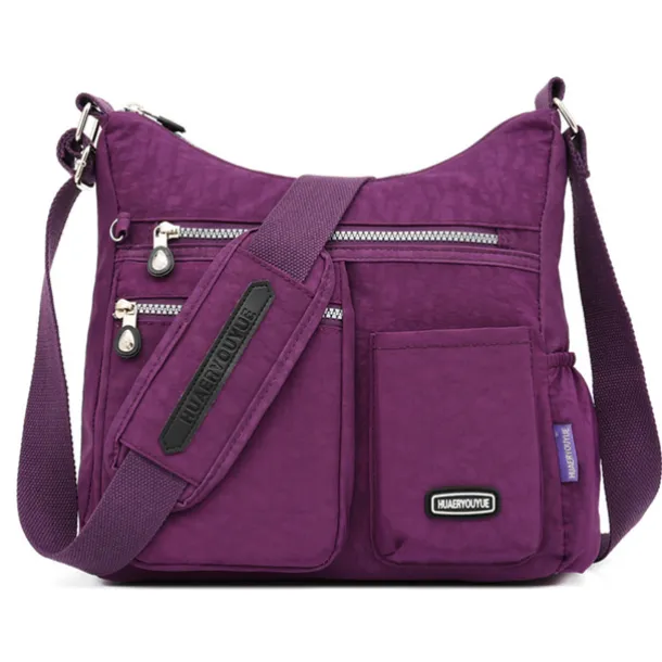 Black Nylon Crossbody Bag for Women – Lightweight Travel Shoulder Bag with Multiple Zipper Pockets