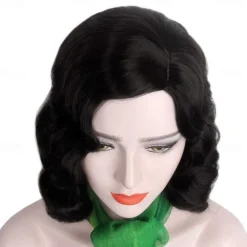 Black 20s Wig for Women Long Finger Wave Party Wig Synthetic Full Vintage Wigs for Womens Lady Cosplay Costume Fancy Dress 1920s Flapper Wig Halloween Wigs