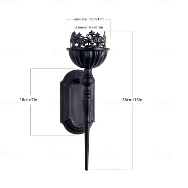 Black Vintage Candlesticks, Black Crown And Scepter Design Wall-Mounted, Perfect Decoration for Living Room, Courtyard, Bedroom, Staircase, Christmas, Halloween, Valentine's Day Gift 1PCS
