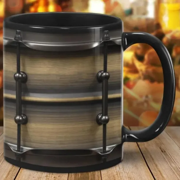 Black Vintage Drum Mug, Funny Drumming Gifts, Christmas Gift for Drummer, Drumming Coffee Cup, Drumming Dad, Drummer Brother Tumbler Gifts, Drums 11oz