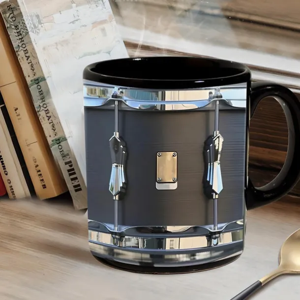 Black Vintage Drum Mug, Funny Drumming Gifts, Christmas Gift for Drummer, Drumming Coffee Cup, Drumming Dad, Drummer Brother Tumbler Gifts, Drums 11oz