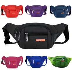 Black Waterproof Waist Bag – Multi-Pocket Fanny Pack for Travel, Hiking, Running, and Outdoor Sports