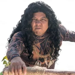 Black Wigs For Men Moana Maui Cosplay Wigs Medium Long Curly Natural Black Synthetic Wig For Men (Maui Cosplay For Men) Halloween Wigs