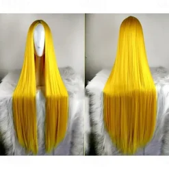 Black Wigs for Women The Addams Family Wig Long Black Wig Cosplay Wig Synthetic Wig Cosplay Wig Long Azure Light Brown Lake Blue Blonde Pink Synthetic Hair 34 Inch Women'S Halloween Wigs