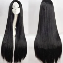 Black Wigs for Women The Addams Family Wig Long Black Wig Cosplay Wig Synthetic Wig Cosplay Wig Long Azure Light Brown Lake Blue Blonde Pink Synthetic Hair 34 Inch Women'S Halloween Wigs