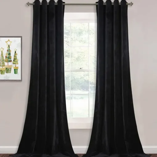 Blackout Curtain Drapes Velvet Farmhouse Grommet/Eyelet IKEA Series Curtain Panels For Living Room Bedroom Door Kitchen Window Treatments Thermal Insulated Room Darkening