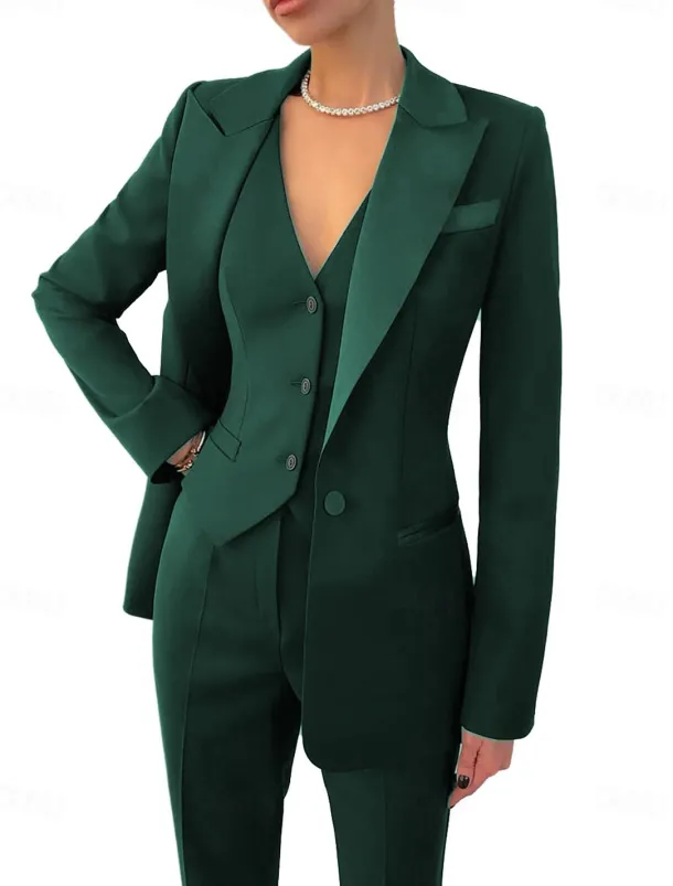 BlackWhite Pantsuit 3 Piece Mother of the Bride Elegant Simple Minimalist V Neck Ankle Length Stretch Fabric Long Sleeve Wrap Included with Solid Color