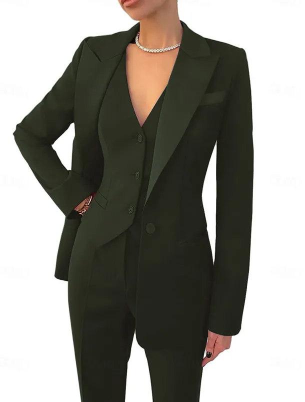 BlackWhite Pantsuit 3 Piece Mother of the Bride Elegant Simple Minimalist V Neck Ankle Length Stretch Fabric Long Sleeve Wrap Included with Solid Color