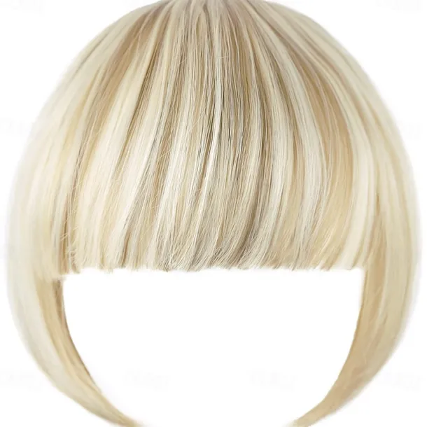 Blonde Bangs Clip in Bangs Blonde Clip in Thick Natural Full Front Neat Bangs Straight Fringe Bang with Temples One Piece Hairpiece