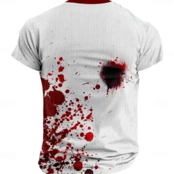 Blood stains I'm Fine Vacation Sports Fashion Men's 3D Print T shirt Tee Party Street Sports Outdoor T shirt Red & White Short Sleeve Crew Neck Shirt Summer Spring Clothing Apparel S M L XL 2XL 3XL