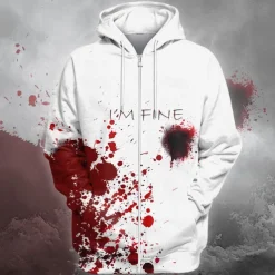Blood stains Men's Comfort Color Sweatshirts Fashion 3D Print Hoodie Hoodies White Crew Neck Fall