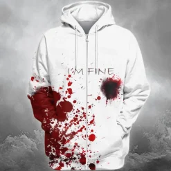Blood stains Men's Comfort Color Sweatshirts Fashion 3D Print Hoodie Hoodies White Crew Neck Fall