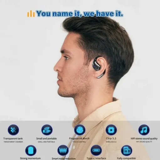 Bluetooth 5.4 Touch Control Wireless Bluetooth Earphone Headphones Waterproof Sport Gaming Headset Noise Cancelling Earbuds