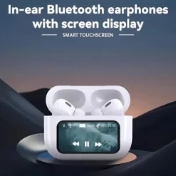Bluetooth 5.4 wireless earbuds LCD color screen ANC Noise cancelling TWS sports headphones