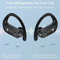 Bluetooth Headphones 4 Mic Clear Calls 100 Hours Playtime with 2200 mAh Wireless Charging Case Stador Wireless Earbuds Sweatproof Waterproof Earmuffs for Sports Running Workout Games