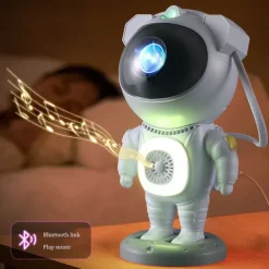 Bluetooth Starry Sky Projector – Astronaut & Horse Running Night Light, Dazzling Atmosphere Lamp
