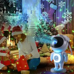 Bluetooth Starry Sky Projector – Astronaut & Horse Running Night Light, Dazzling Atmosphere Lamp