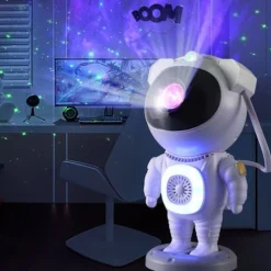 Bluetooth Starry Sky Projector – Astronaut & Horse Running Night Light, Dazzling Atmosphere Lamp