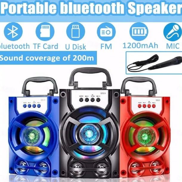 Bluetooth 5.1v Portable PA Speaker With/without Microphone Color Changing LED Light Rechargeable Karaoke Machine Supports TF Card/USB FM , Perfect for Party