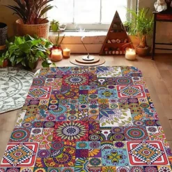 Bohemian Floor Mat Anti-Slip Door Mat Hallway Carpets Area Rugs Washable for Bedroom Living Room Kitchen Bathroom