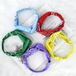 Bohemian Stretch Headbands Paisley Pattern Sweat-Wicking Polyester Hairbands for Hip Hop Dance & Sports Cooling Sports Headbands Casual Wear Absorbent Fabric