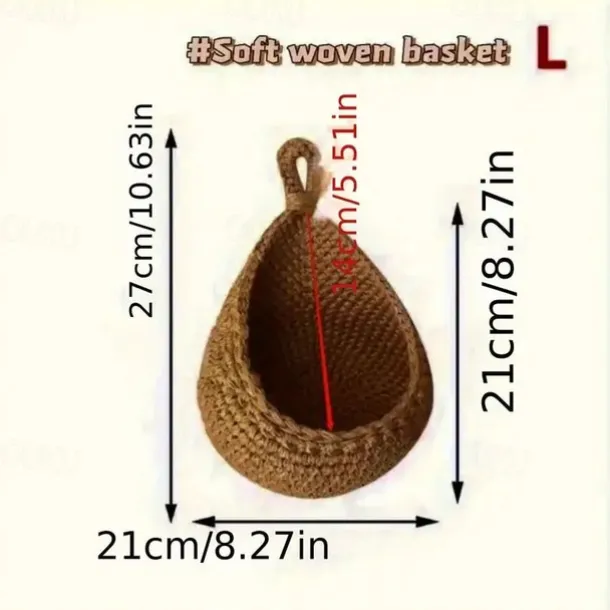 Bohemian Style Woven Wall Hanging Basket - Creative Teardrop Shape for Kitchen Storage of Fruits & Vegetables