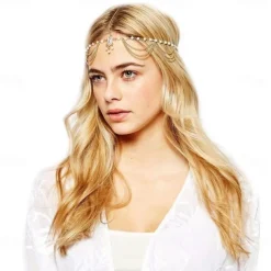 Boho Pearl Hair Chain Gold Tassel Headpiece Gypsy Festival Wedding Hair Accessories for Women