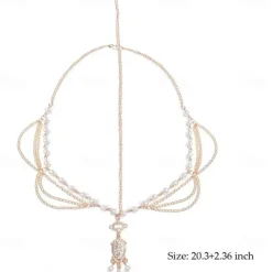 Boho Pearl Hair Chain Gold Tassel Headpiece Gypsy Festival Wedding Hair Accessories for Women