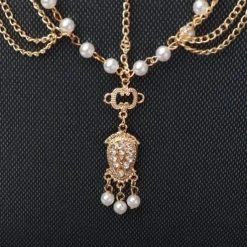 Boho Pearl Hair Chain Gold Tassel Headpiece Gypsy Festival Wedding Hair Accessories for Women