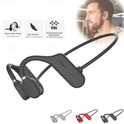 Bone Conduction Earphone Bluetooth5.0 Stereo Open Ended Design Headphone Sweatproof Waterproof 6D Surround Directional Sound Field Headset for Sport