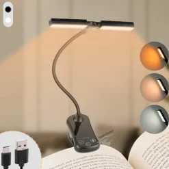 Book Lights 14 LEDs for Reading in Bed Touch Control Reading Light with 3 Colors & 8 Brightness Reading Lights for Books in Bed Portable & Adjustable Rechargeable Reading Lamp