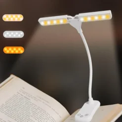 Book Lights 14 LEDs for Reading in Bed Touch Control Reading Light with 3 Colors & 8 Brightness Reading Lights for Books in Bed Portable & Adjustable Rechargeable Reading Lamp