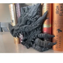 Bookshelf Dragon Decor, Fantasy Decoration, Home Ornament Display Piece, Bookshelf Stand with Dragon Design, Non-Electric