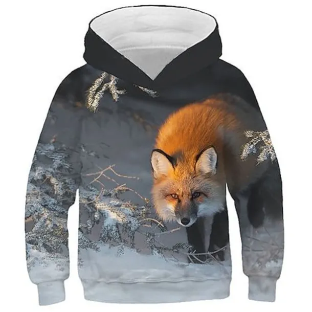 Boys 3D Animal Fox Hoodie Long Sleeve 3D Print Spring Fall Active Cute Streetwear Kids 3-12 Years Daily