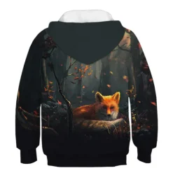 Boys 3D Animal Fox Hoodie Long Sleeve 3D Print Spring Fall Active Cute Streetwear Kids 3-12 Years Daily